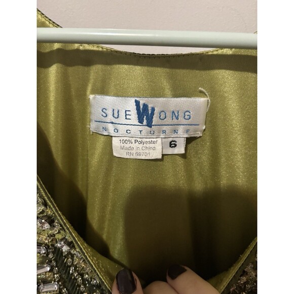 Sue Wong Nocturne Green Beaded Jewels Women’s Dress Size 6 - Picture 4 of 5